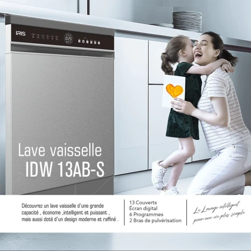 IRIS LAVE VAISSELLE 13 COUVERT (NOIR/INOX)