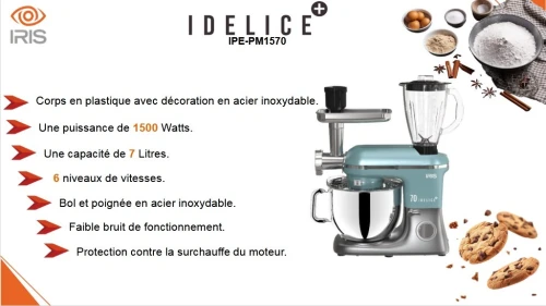 IRIS PETRIN MULTIFONCTION IDELICE 7L 1500 WATTS 6 VITESSES