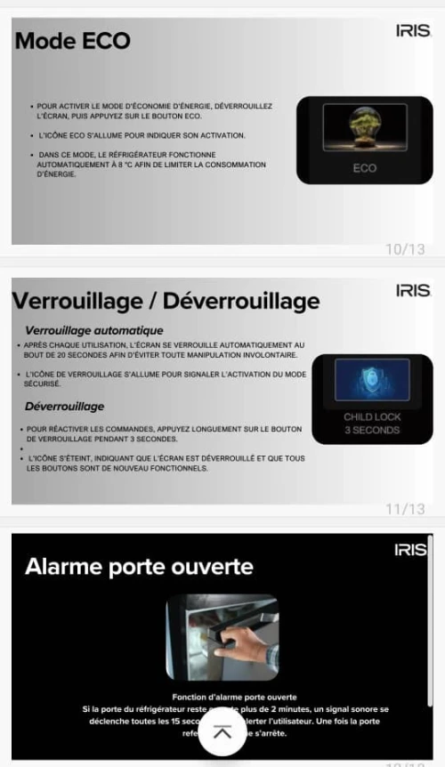 REFRIGERATEUR IRIS IR-DD400 DEFROST (AFFICHEUR DIGITAL)
