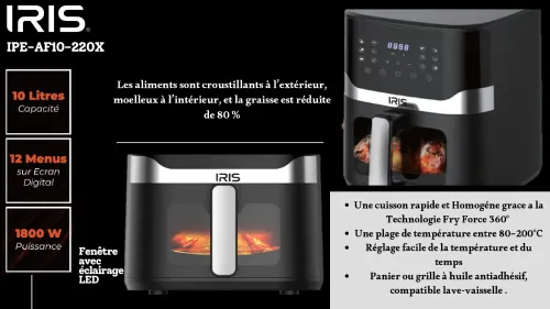 AIR FRYER IRIS IPE-AF10-220X / 10 LITRES - 1800W