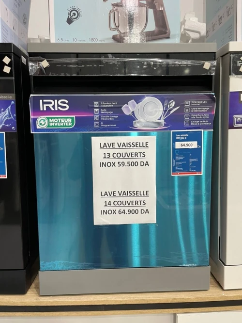 IRIS LAVE VAISSELLE IDW13AB-S 13 COUVERT (BLANC/NOIR/INOX)