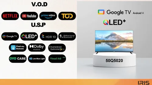 TV IRIS 50 Q5020 QLED ANDROID 14 GOOGLE TV 50POUCES FHD