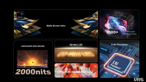 TELEVISEUR IRIS 65 S9800 QD-MINILED ANDROID 14 GOOGLE TV 65POUCES UHD 4K MATTE SCREEN