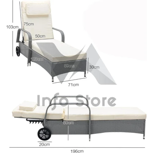 CHAISE LONGUE EN OSIER AVEC ROULETTE IMPORTATION MALAISIE 
