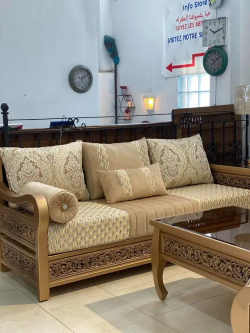 SALON MARROCAIN L EN BOIS HETRE BEIGE