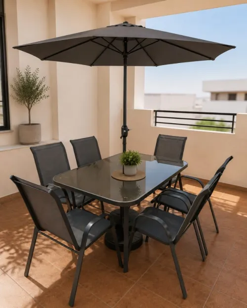 TABLE DE JARDIN 06 CHAISES EN METAL EPOXY