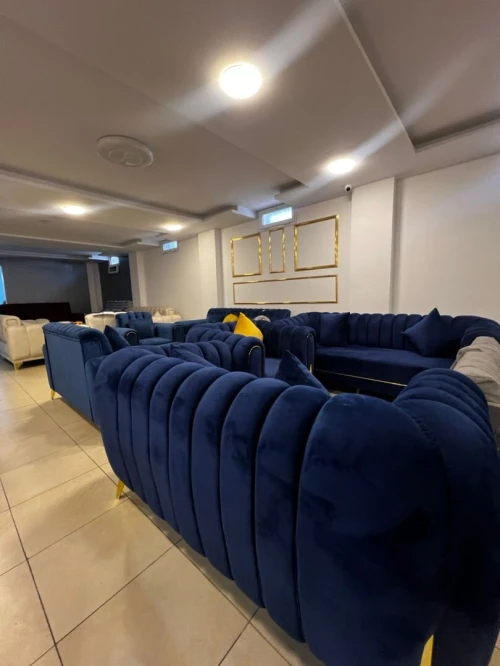 Salon bleu royal haut de gamme (disponible + sur commande