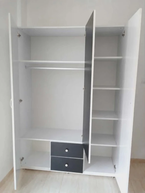 Armoire penderie à 3 portes battantes & Deux tiroirs