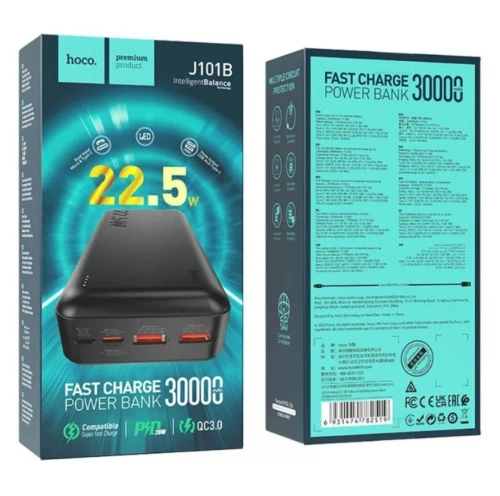 Hoco Power Bank Fast Charge  30000mAh Avec 2 USB QC 3.0  J101B