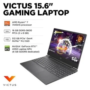 LAPTOP HP VICTUS 15 | RYZEN 7 7445HS / 16 GB / 512 SSD / RTX 4050 / 15.6" FHD 144HZ / WIN11