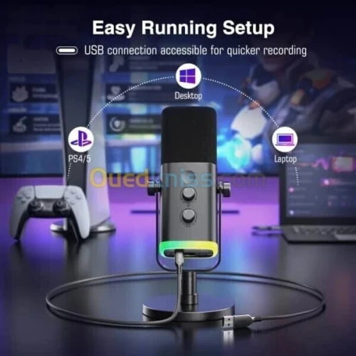 FIFINE AM8 DYNAMIC - MICROPHONE USB / XLR - STREAMING / PODCAST / GAMING - WINDOWS / MAC / PS4 / PS5 - RGB - BLACK