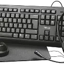 Trust Primo Kit Télétravail 4-en-1 Clavier AZERTY, Souris sans Fil, Casque avec Micro, Tapis