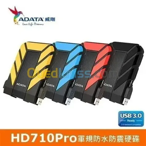 Disque Dur HDD Externe ADATA HD710 Pro 4T USB 3.2  Anti Choc Résistant à  l'eau et à  la Poussière  