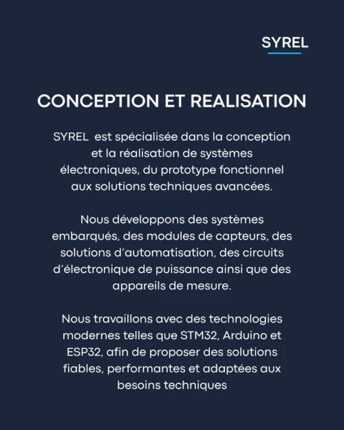 Conception électronique (schéma et PCB) Développement de systèmes embarqués Réalisation de prototypes fonctionnels