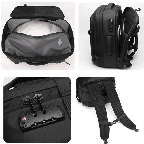 Sac à dos de voyage extensible grande capacité imperméable à compression sous vide anti-vol