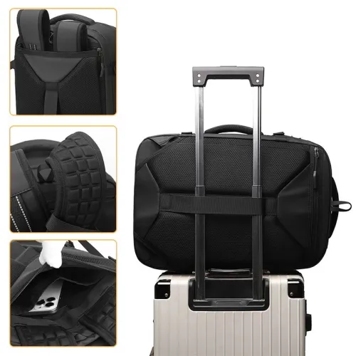 Sac à dos professionnel multifonctionnel extensible avec compression sous vide et anti-vol