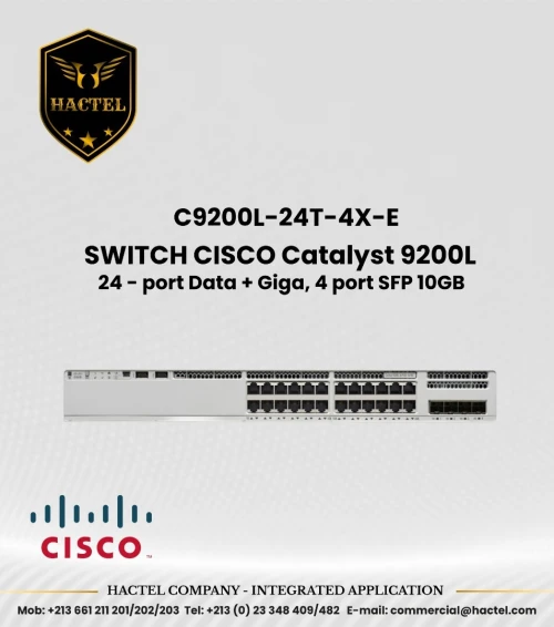 CISCO Switch C9200L 24 et 48 Port PoE et Non PoE avec 1GB SFP et 10GB SFP+ Ports