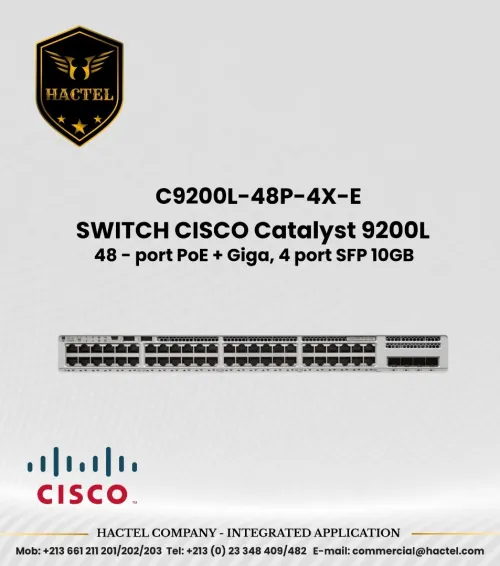 CISCO Switch C9200L 24 et 48 Port PoE et Non PoE avec 1GB SFP et 10GB SFP+ Ports