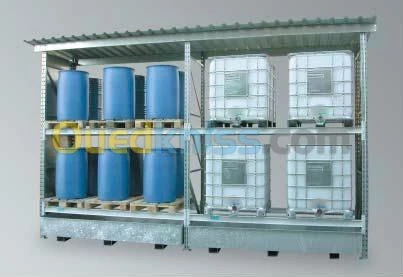 RAYONNAGE AVEC BAC DE RETENTION