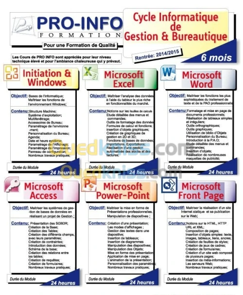 Formation: Informatique de Gestion et Bureautique