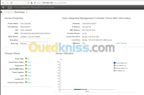 Serveur Cisco UCS C240 M5 - 2x Xeon Gold 6138 - 80x 2,0 GHz - 256 Go de RAM (ECC) - 4x 1.2 To 10K