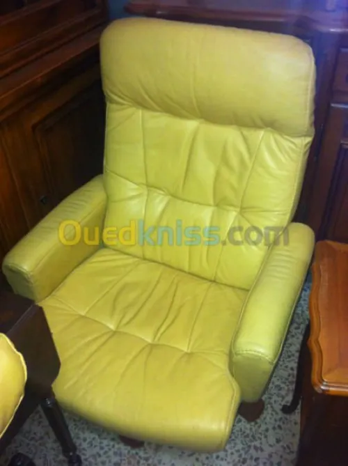 Fauteuil de relaxation pivotant + pouf