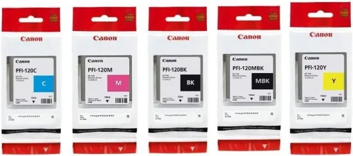 pack Cartouches Canon PFI-120 (MBK-BK-Y-M-C)  pour traceur  TM-300 TM305 TM205 TM 200 GP300 GP200