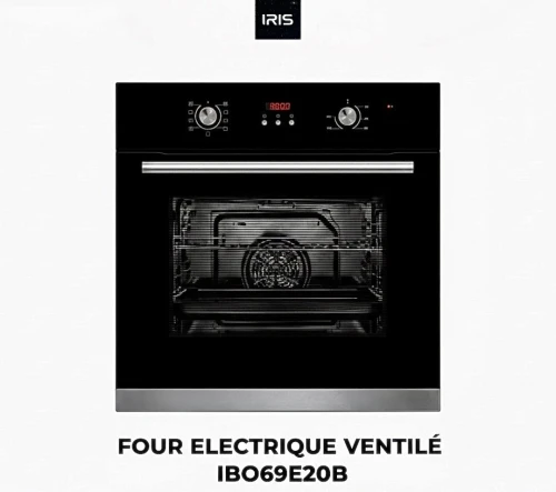 FOUR IRIS ÉLECTRIQUE ENCASTRABLE VERRE NOIR E20B VENTILÉ