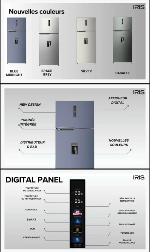 REFRIGERATEUR IRIS 660 L DEFROST IR-DD660 AFFICHEUR
