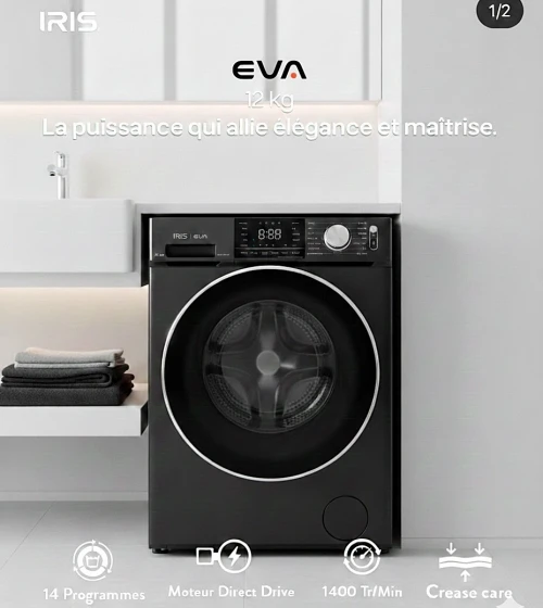 MACHINE À LAVER IRIS EVA 12 KG GRISE