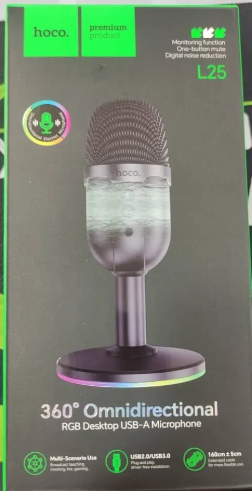 hoco premium product L25 360 Omnidirectional RGB Desktop USB-A Microphone