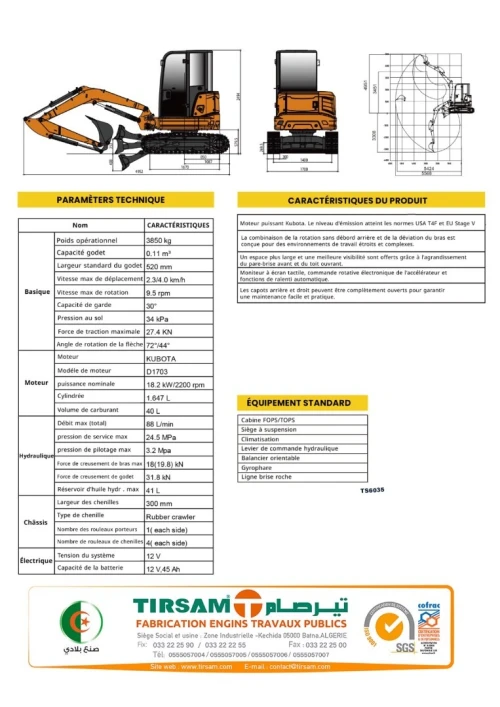 Tirsam Location mini pelle 3.5T 2025