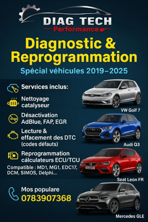 Tiguan Q3 Golf Léon Nettoyage désactivation Adblue-Fap EGR Codage programmation 