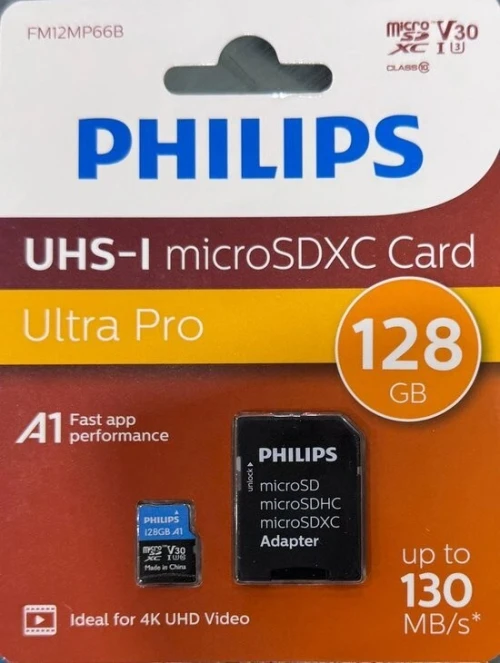 Carte Mémoire Philips 128Go SDXC Jusqu'à 130 Mo/S