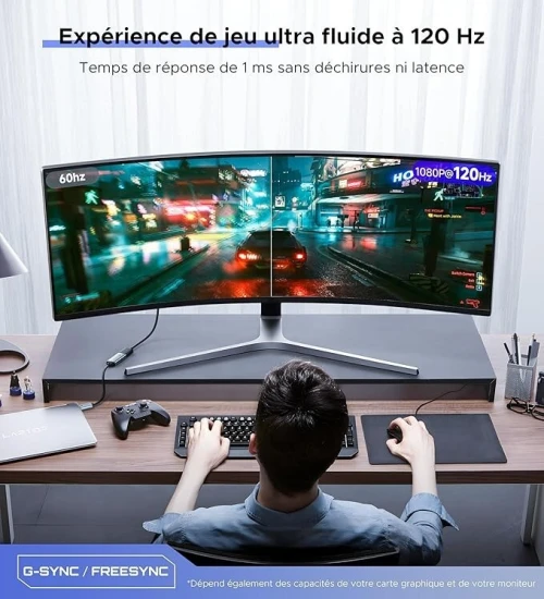 Adaptateur DisplayPort vers HDMI WARRKY 4K 1440P@60Hz, 1080P@120Hz