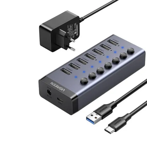 HUB UGREEN USB-C TO 7-Port USB 3.0 DC 12V