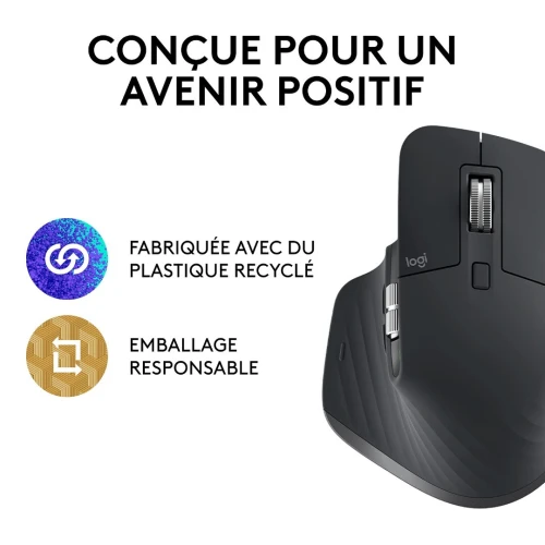 Souris sans fil Logitech MX Master 3S (RF + Bluetooth) -capteur optique 8000 dpi - 7 boutons