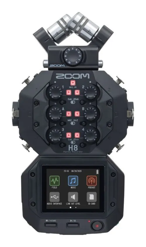 Zoom H8 Enregistreur de terrain 12 pistes 1x microphone XY amovible, 4x entrées XLR et 2x XLR combo 