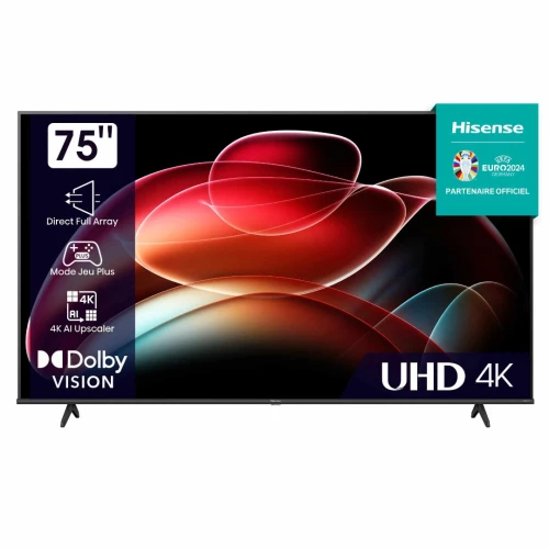 HISENSE 4K 75" UHD, SMART TV, DOLBY VISION, ÉCRAN SANS BORD
