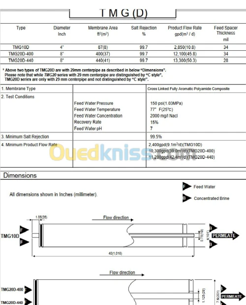 Membrane Toray 4040 TMG10D