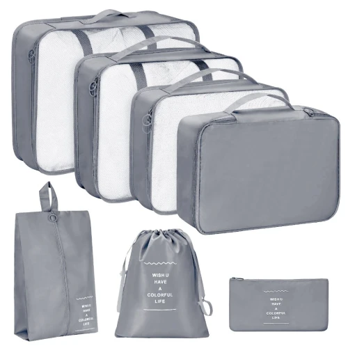 PACK 5 ARTICL OMASKA DE VOYAGE --SERIE VALISE 3 PIECES TISSU-RANGEMENT -SANGLE -OREILLER -BALANCE