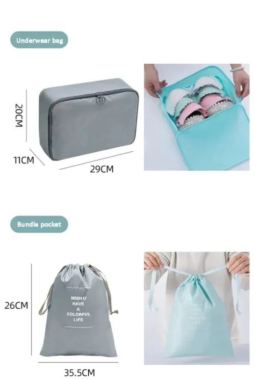 Sacs de Rangement de valise 7 pièces en Polyester - noir- blue-rose -vert-