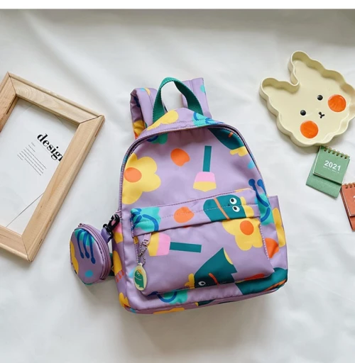 Sac À Dos  graphique de dessin animé pour enfants, étui à monnaie, fleur, mode