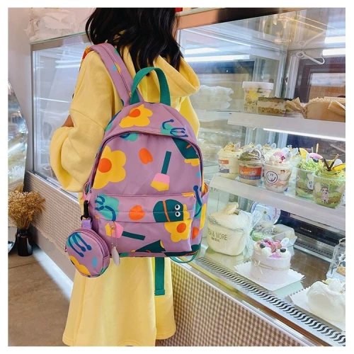 Sac À Dos  graphique de dessin animé pour enfants, étui à monnaie, fleur, mode