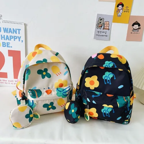 Sac À Dos  graphique de dessin animé pour enfants, étui à monnaie, fleur, mode