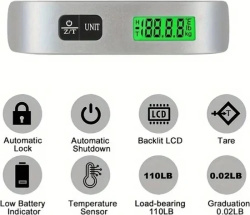 Balance à bagages numérique portable avec écran LCD 50kg