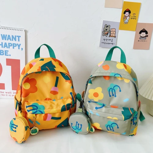 Sac À Dos  graphique de dessin animé pour enfants, étui à monnaie, fleur, mode