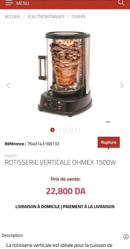 Rôtisserie verticale Domo Clip