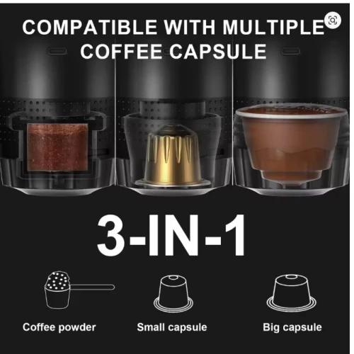 Machine à café expresso électrique Portable sans fil 3 en 1 (Poudre, capsule S et G)