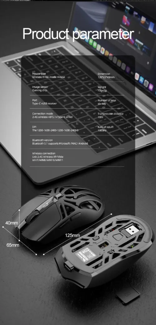  RS8 Bluetooth sans fil léger e-sports 10k DPI 